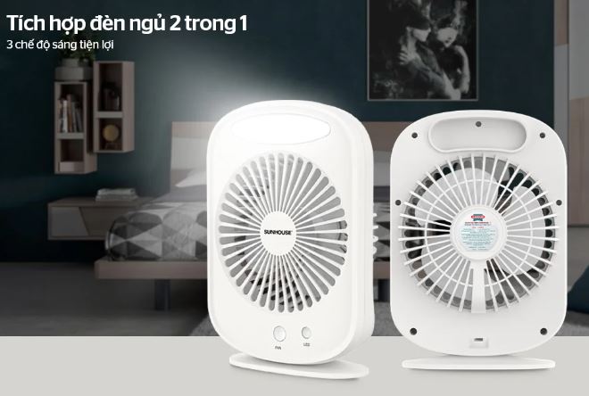 Nên mua quạt tích điện loại nào tốt: Quạt Sạc Mini Sunhouse SHD7110