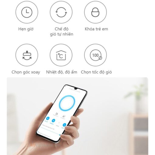 Quạt tích điện Xiaomi Gen 3 dễ dàng kết nối với điện thoại thông qua ứng dụng Mihome