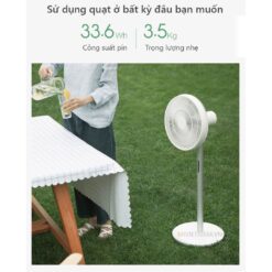 Quạt tích điện Xiaomi Gen 3 được trang bị pin Li-ion với dung lượng 33.6Wh