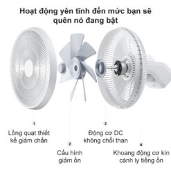 quạt tích điện xiaomi gen 3 pro 6 hoạt động yên tĩnh, không ồn
