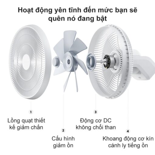 quạt tích điện xiaomi gen 3 pro 6 hoạt động yên tĩnh, không ồn