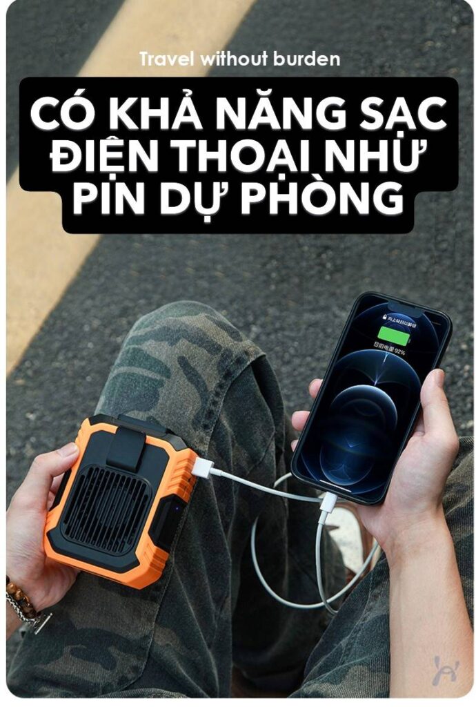Quạt đeo thắt lưng Xiaomi – Đeo Hông có thể sạc điện thoại