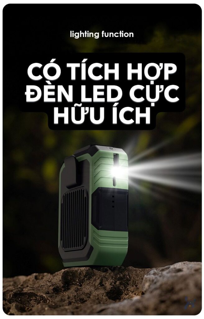Quạt đeo thắt lưng Xiaomi – Đeo Hông có tích hợp đèn