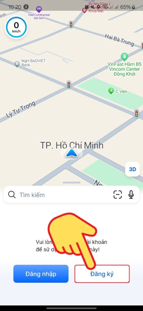 Cách đăng kí tài khoản Vietmap Live Pro trên điện thoại: Bước 1