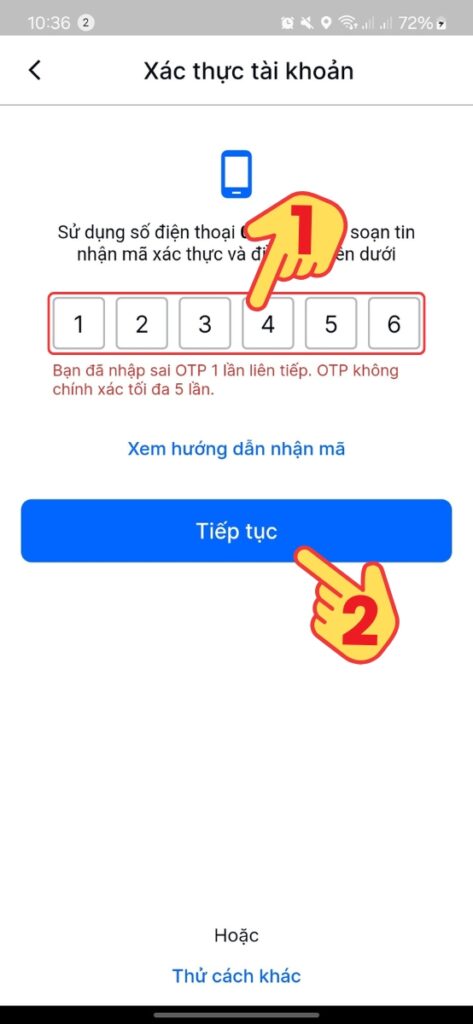 Cách đăng kí tài khoản Vietmap Live Pro trên điện thoại: Bước 7: Nhập mã