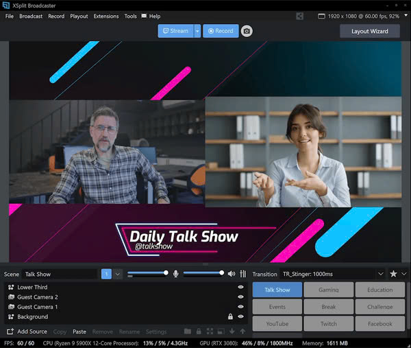 Ứng dụng phát lại livestream trên facebook: XSplit Broadcaster