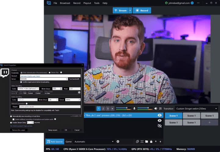 Ứng dụng phát lại livestream trên facebook: XSplit Broadcaster 1