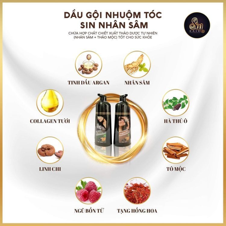 Thành phần nổi bật trong dầu gội phủ bạc Sin Hair Nhật Hàng