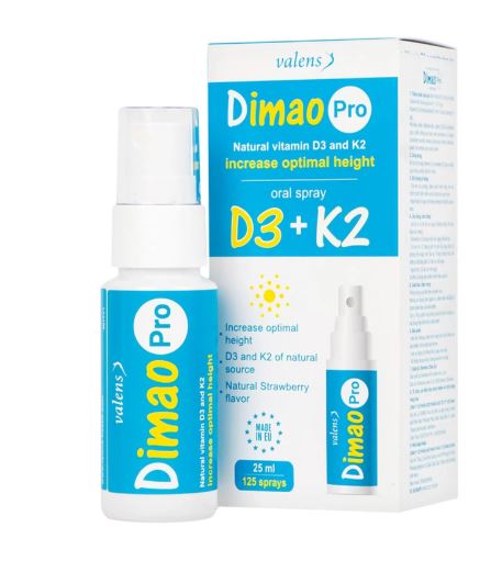 Vitamin d3 k2 cho trẻ sơ sinh loại nào tốt: Xịt Valens Dimao Pro D3+K2 